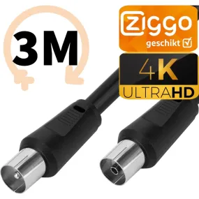 Coax Kabel Ziggo - 4k Ultra HD Coaxkabel - 3 Meter - 4G Proof Antennekabel - TV Kabel - TV Kabel Coax -Alternatief Hirschmann 4G