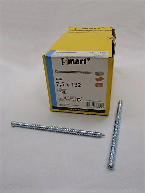 Kozijnschroef 132 x 7,5 mm vz., doos 100 stuks