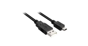 Sharkoon USB-A 2.0 > Mini USB-B kabel (Zwart, 1 meter, Dubbele afscherming)